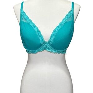 Natori Plunge Turquoise underwire bra 34F (DDD)